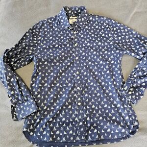 JOS A BANK 1905 Mens Navy Sailboat Anchor Print Long Sleeve Button Down Shirt M